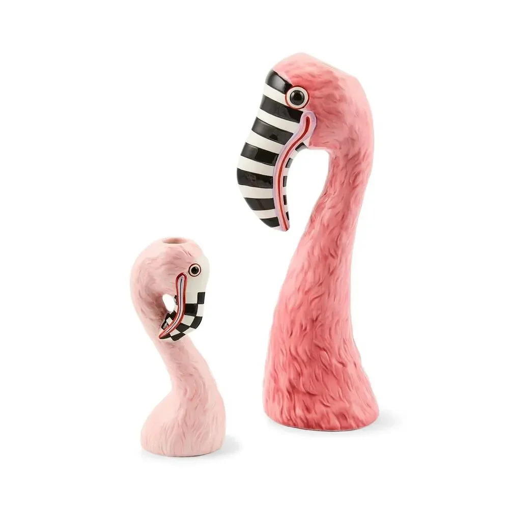New MacKenzie-Childs Patience Brewster Flamingo Ceramic Bud Vase Chic Homeware